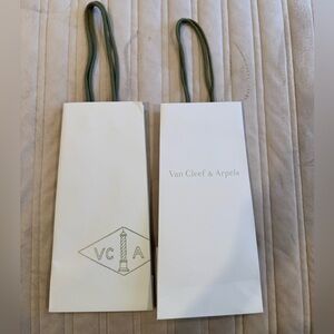 Van Cleef & Arpels White Bags with Green Handles